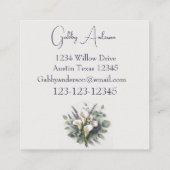 Calla Lilies und Lavender Quadratische Visitenkarte (Rückseite)