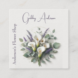 Calla Lilies und Lavender Quadratische Visitenkarte