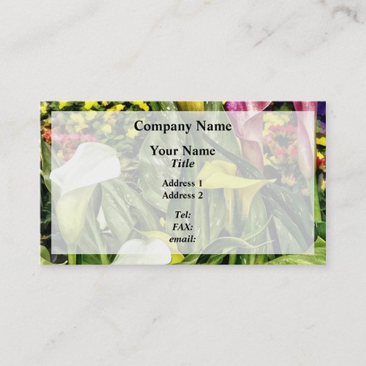 Calla Lilies und Stiefmütterchen Visitenkarte (Vorderseite)