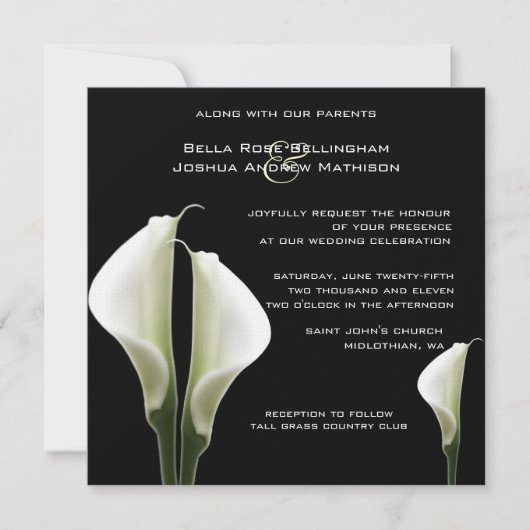 Calla Lilies Wedding Einladung (Vorderseite)