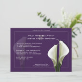Calla Lilies Wedding Einladung auf Lila (Stehend Vorderseite)