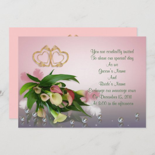 Calla lilies Wedding Einladung elegant (Vorne/Hinten)