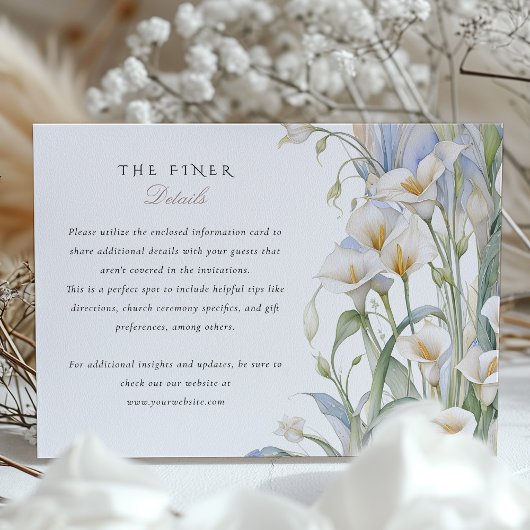Calla Lilies Wedding Information Card Begleitkarte