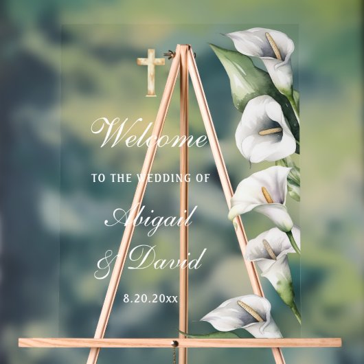 Calla Lilies Wedding Welcome Acrylschild (Neutral)