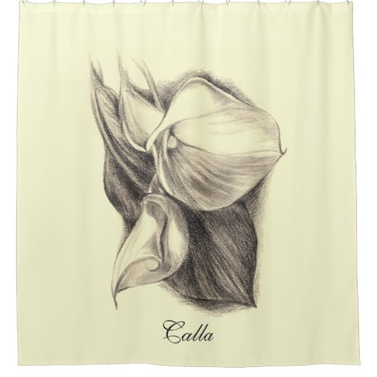 Calla Lilies Zeichnend Duschvorhang (Vorderseite)