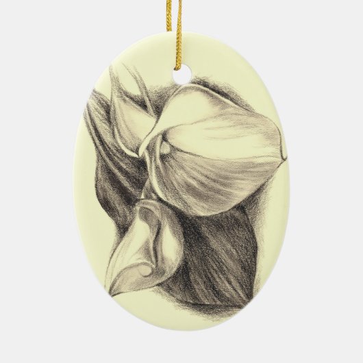 Calla Lilies Zeichnend Keramik Ornament (Hinten)