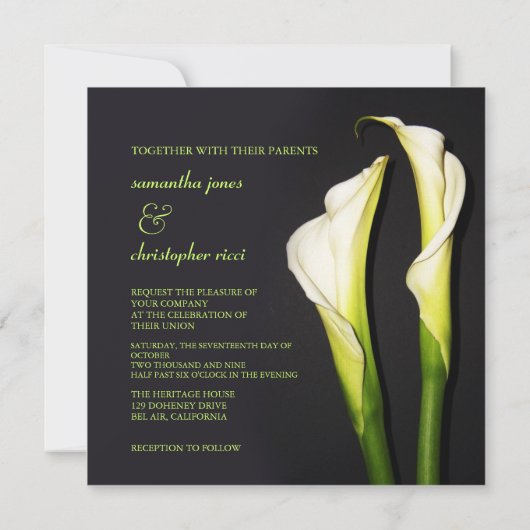 CALLA LILILIES WEDEDERINVITATIONEN/DIY-HINTERGRUND EINLADUNG (Rückseite)