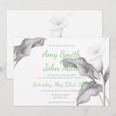 Calla Lilly Black & White Einladung (Vorne/Hinten)