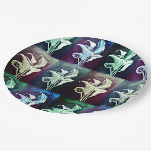 Calla Lilly - Bohemisches Muster Pappteller (Schrägansicht)