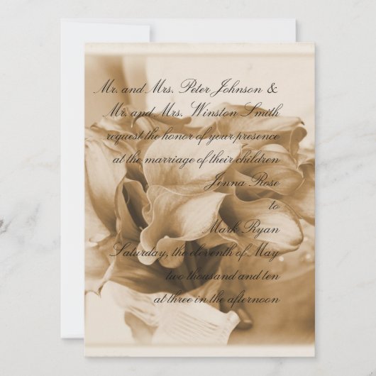 Calla Lilly Einladung (Vorderseite)