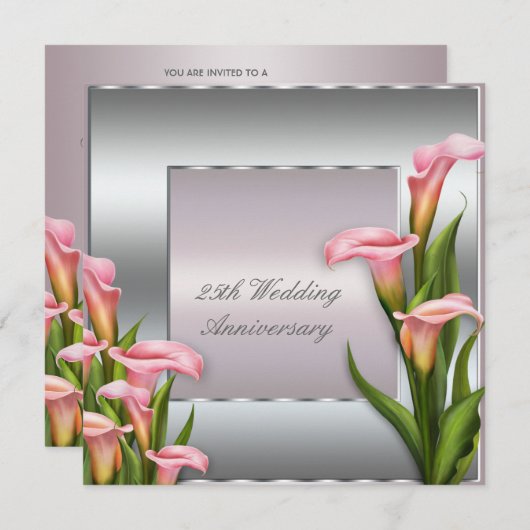Calla Lily 25. Hochzeitstag Party Einladung (Vorne/Hinten)