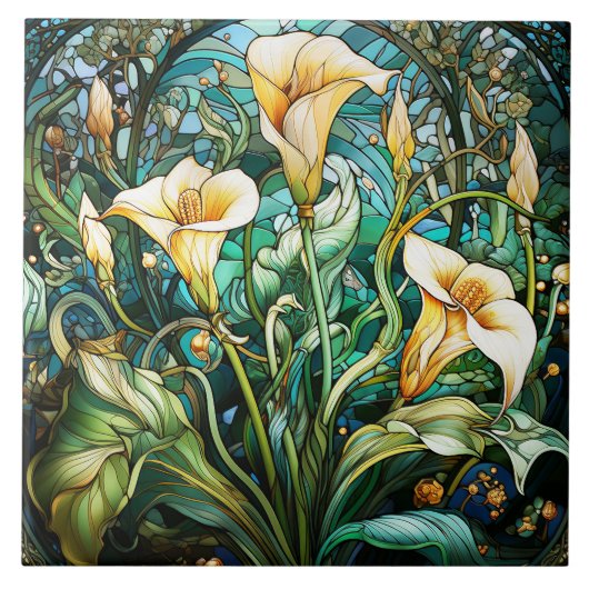 Calla Lily Art Nouveau Deko Fliese (Vorderseite)