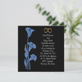 Calla Lily Blue über schwarze Einladung (Stehend Vorderseite)
