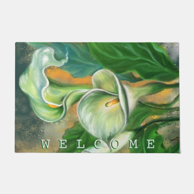 Calla Lily Blume Doormat Willkommen Fußmatte (Vorderseite)