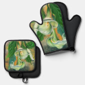 Calla Lily Blume Oven Mitt & Pot Holder Set (Vorderseite/Rückseite)