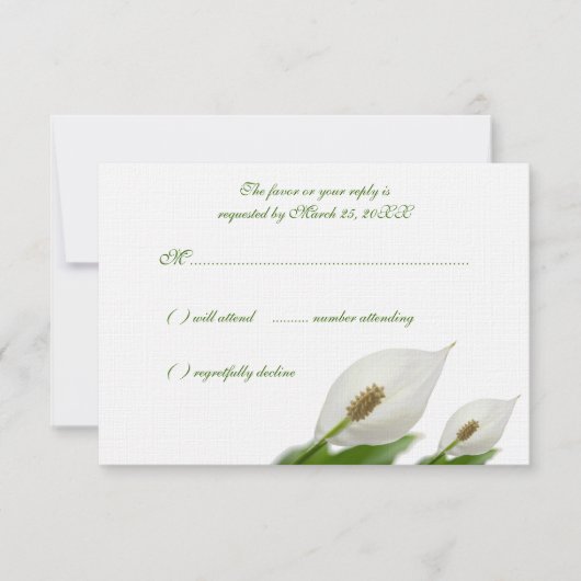 Calla Lily Blume White WedelResponse Cards RSVP Karte (Vorderseite)