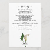 Calla Lily Botanische Hochzeitreise Programm (Rückseite)