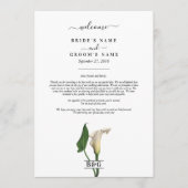 Calla Lily Botanische Hochzeitreise Programm (Vorderseite)