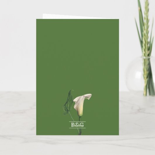 Calla Lily Botanischer Hochzeitssatz Programm (Rückseite)