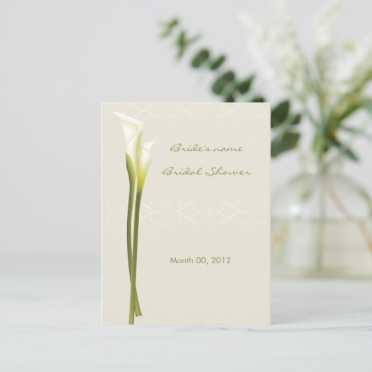 Calla Lily Brautparty Advisor Cards Hinweiskarte (Stehend Vorderseite)