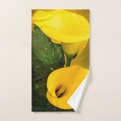 Calla Lily Bright Yellow Blätter Bokeh Badhandtuch Set (Handtuch)