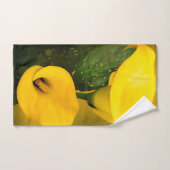 Calla Lily Bright Yellow Blätter Bokeh Badhandtuch Set (Handtuch)
