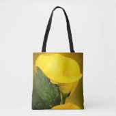 Calla Lily Bright Yellow Blätter Bokeh Tasche (Vorderseite)