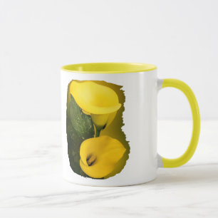 Calla Lily Bright Yellow Blätter Bokeh Tasse