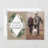 Calla Lily Burlap Lace Wedding Save the Date Cards Ankündigungspostkarte (Vorne/Hinten)