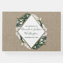 Calla Lily Burlap und Lace Wedding Gästebuch