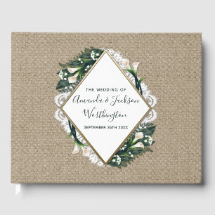 Calla Lily Burlap und Lace Wedding Gästebuch