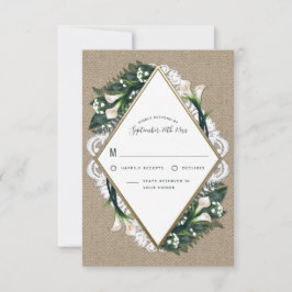 Calla Lily Burlap- und Lace Wedding RSVP-Karten RSVP Karte