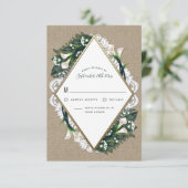 Calla Lily Burlap- und Lace Wedding RSVP-Karten RSVP Karte (Stehend Vorderseite)