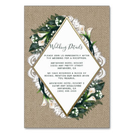 Calla Lily Burlap- und Lace Wedelkarten Tischnummer