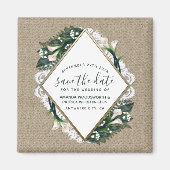 Calla Lily Burlap Wedding Save the Date Magnete Magnet (Vorne)