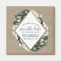 Calla Lily Burlap Wedding Save the Date Magnete