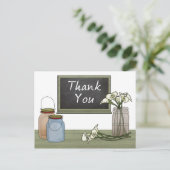 Calla Lily Chalkboard Mason Jar Danke Postcard Postkarte (Stehend Vorderseite)