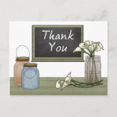 Calla Lily Chalkboard Mason Jar Danke Postcard Postkarte (Vorderseite)
