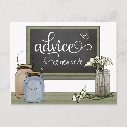 Calla Lily Chalkboard und Mason Jar Advisor Cards Hinweiskarte (Vorderseite)
