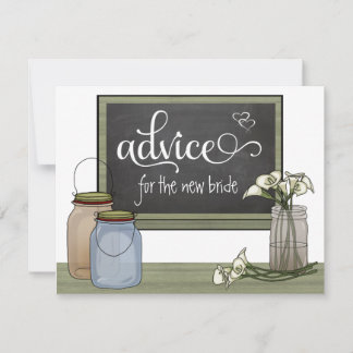 Calla Lily Chalkboard und Mason Jar Advisor Cards Hinweiskarte
