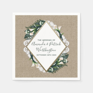 Calla Lily Country Burlap und Lace Wedkins Serviette