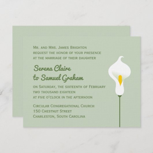 Calla Lily Einladung (Vorne/Hinten)