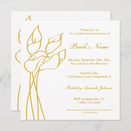 Calla Lily Einladung (Vorne/Hinten)