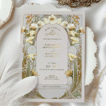 Calla Lily Gold Foil Wedding Einladung von Mucha<br><div class="desc">Art Nouveau Vintage Hochzeit Einladungen von Alphonse Mucha in einem floralen, romantischen und whimsical Design. Viktorianische Schnörkel ergänzen klassische Deko-Schriftart. Bitte geben Sie Ihre persönlichen Informationen ein, und Sie sind fertig. Wenn Sie das Design weiter ändern möchten, klicken Sie einfach auf den blauen Button "Anpassen". Vielen Dank, dass Sie mein...</div>
