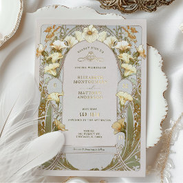 Calla Lily Gold Foil Wedding Einladung von Mucha