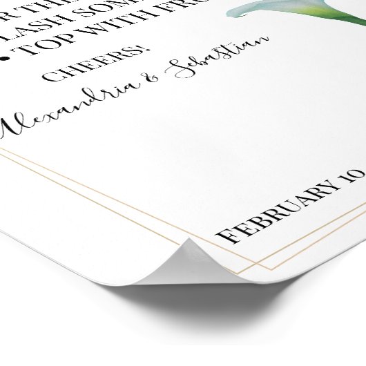 Calla Lily Greenery Mimosa Bar Brautparty Signing Poster (Ecke)