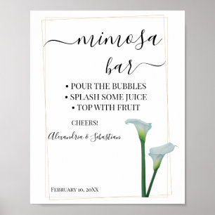 Calla Lily Greenery Mimosa Bar Brautparty Signing Poster