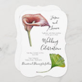 Calla Lily Greenery Minimalistisch Elegante Einlad Einladung (Vorne/Hinten)