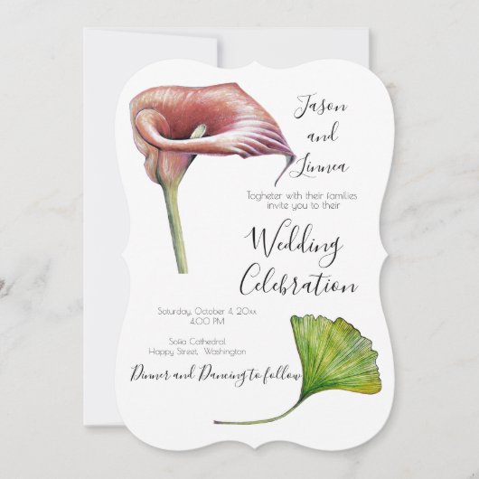 Calla Lily Greenery Minimalistisch Elegante Einlad Einladung (Vorderseite)