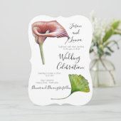 Calla Lily Greenery Minimalistisch Elegante Einlad Einladung (Stehend Vorderseite)